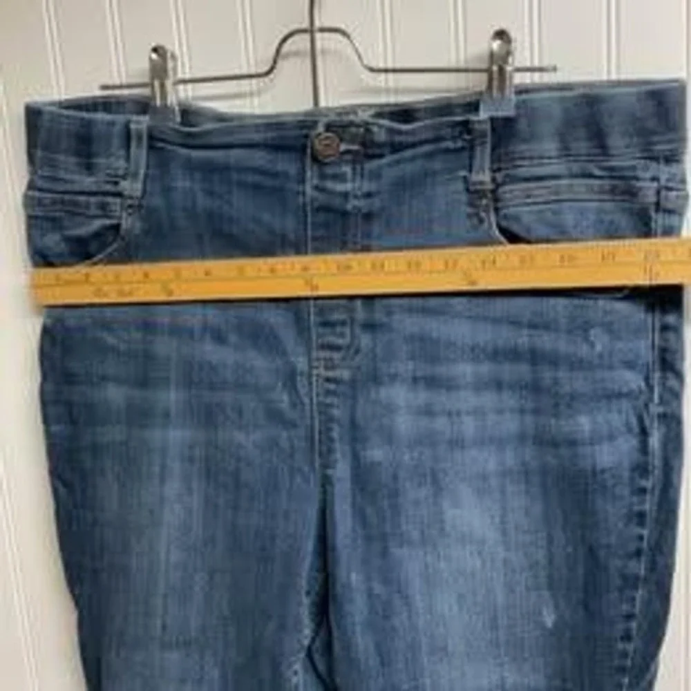 Terra & Sky Womens 1X 16W-18W Medium Wash Pull On Denim Jeggings Slim Fit